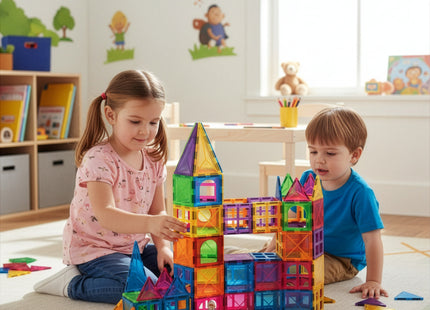 Springos® Magnetisch speelgoed - Speelgoed Kasteel - 60 Stuks - Montessori speelgoed - Speelgoed kinderen