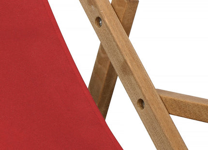 Ligbed | Strandstoel | Ligstoel | Verstelbaar | Armleuningen | Beukenhout | Geïmpregneerd | Handgemaakt | Bordeaux Rood