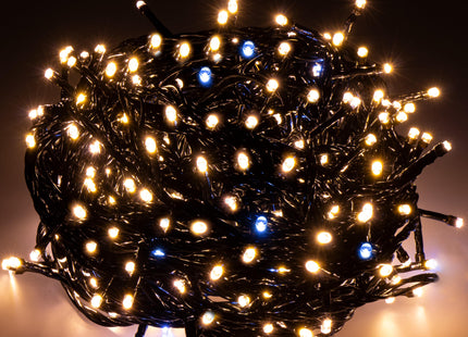 Kerstboomverlichting | Met 300 LED Lampjes | 18,5 M | Warm wit + flits koud wit