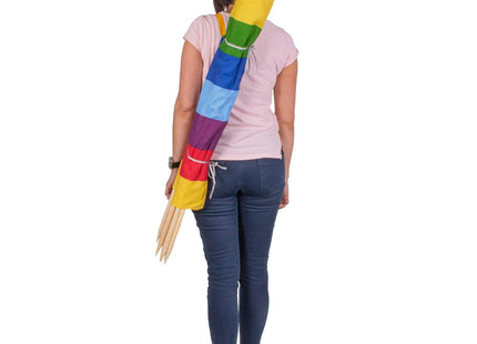 Strand Windscherm Met Stokken | Windscherm Strand | Windscherm Camping | 10 Meter | Multicolor gestreept
