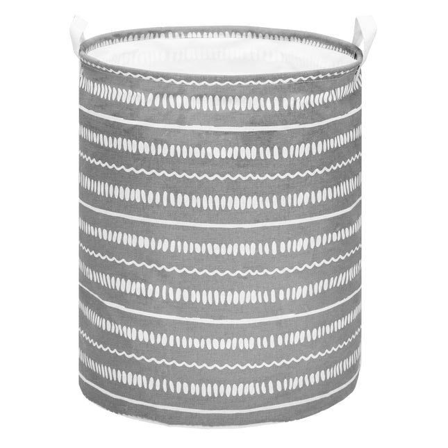 Opbergmand - Speelgoedmand - Kledingmand - Organizer - Handvatten - Grijs - Wit