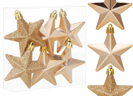 Kerstballen | Sterren | 6 Stuks | Rose Goud