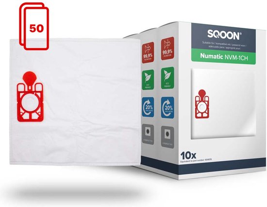 SQOON® Stofzuigerzakken - Geschikt voor Numatic Henry, Hetty, James & PPR-240 | Voordeelset 50 Stuks | NVM 1CH | Model 604015
