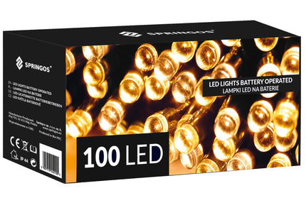 Kerstverlichting | 10,5 m | Batterij | Afstandsbediening | 100 LED | Warm Wit