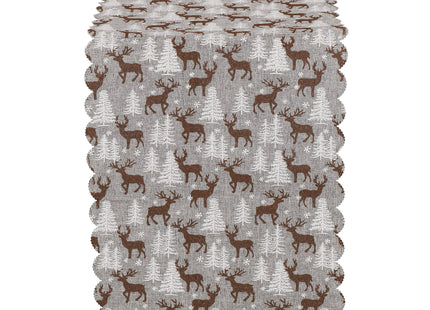 Tafelkleed -Kerst - Rendier - Grijs - Stof - 186 x 35 CM