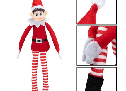 Kerstelf - Kerstdecoratie - Zittend  - 40 cm - 1 Stuk