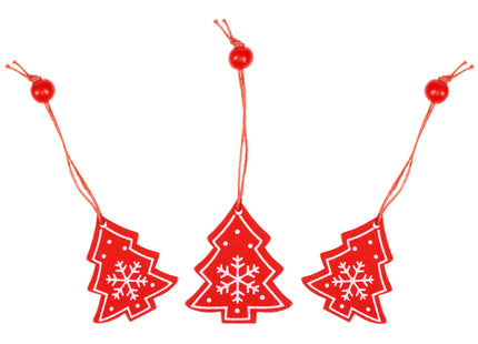 Kersthanger | Kerstbomen | Rood | Hout | 4.5 cm | 3 Stuks