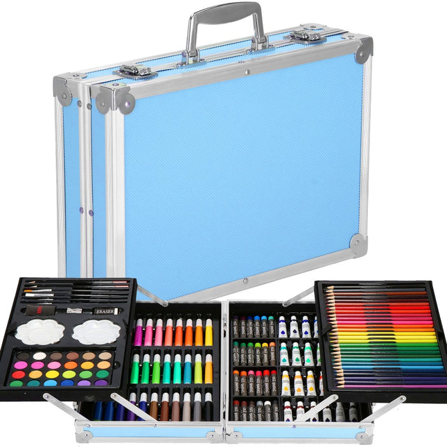 Tekendoos | Tekenkoffer | 145 Delig | 34 x 23 x 8.3 cm | Blauw