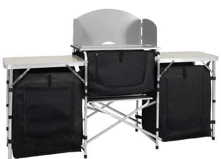 Campingkeuken - Keukentoestel - Campingtafel  - 3 Bladen - Opvouwbaar - Koffer - 175x45x110 cm