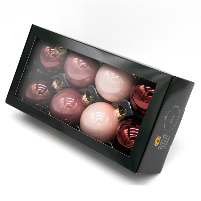 Kerstballen Glas | 8 Stuks | Mix | Glas | Mat | Glans | Roze