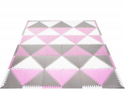 Speelmat | Speelmat Foam | Puzzelmat | 72 Puzzelstukken | 182 x 182 cm | Grijs/Wit/Roze