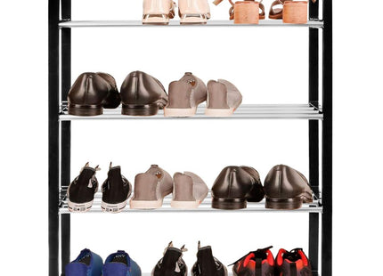 Springos Schoenenrek | 16 - 20 Paar Schoenen | 4 Laags | Kunststof/Metaal | Zwart