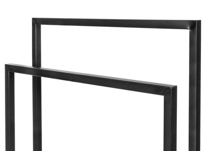 Handdoekrek | Metaal/Bamboe | Staand | Zwart