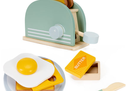 Springos ® Houten Broodrooster - 6-delig - Keuken Speelgoed - Groen