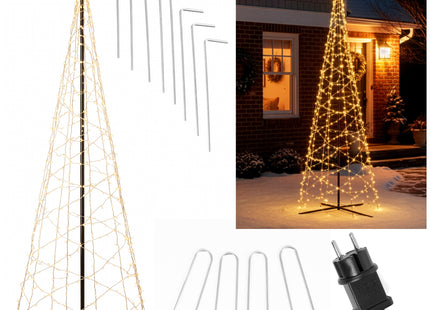 Galaxy LED Kerstboom - Vlaggenmast Verlichting - Inclusief Mast - 5 Meter - Warm wit - 840 LED - Ø 166cm