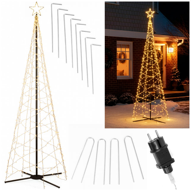 Galaxy LED Kerstboom - Vlaggenmast Verlichting - Inclusief Mast - 5 Meter - Warm wit - 840 LED - Ø 166cm