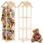 Springos® Knuffel Opbergrek 160 cm – Houten Speelgoedorganizer met Elastische Koorden – Knuffeldierhouder voor Kinderkamer – Naturel