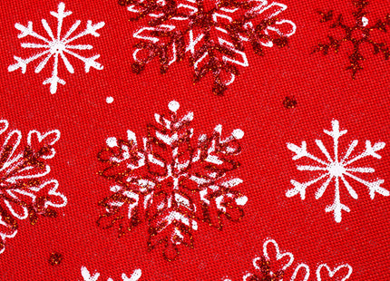 Tafelkleed -Kerst - Sneeuwvlok - Rood - Polyester - 187 x 34 CM