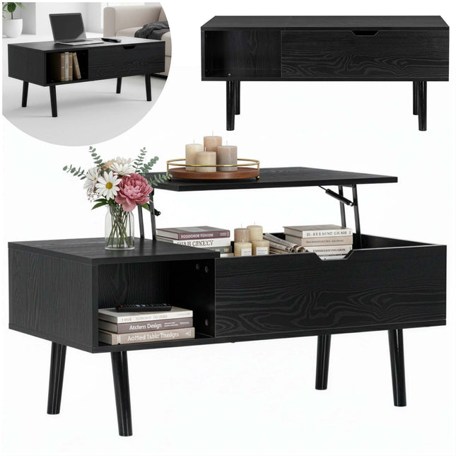 Salontafel | Salontafel Rechthoek | Bijzettafel | 1 Stuk | Opklapbaar | 50 X 100 X 44,2 CM | Zwart