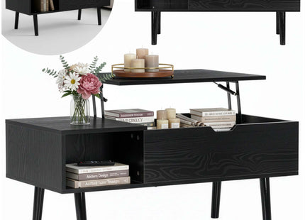 Salontafel | Salontafel Rechthoek | Bijzettafel | 1 Stuk | Opklapbaar | 50 X 100 X 44,2 CM | Zwart