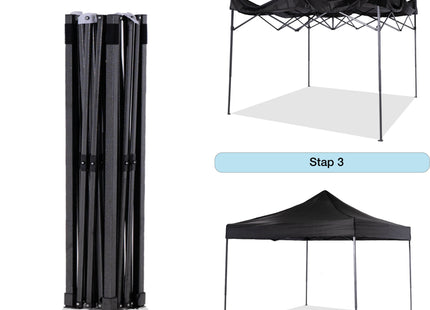 Partytent - 300x300x285cm - Hoogte Verstelbaar - PVC - Polyester - Harmonica- Frame -180-205 Doorgangshoogte