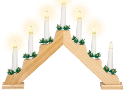 LED Kaarsenbrug | Batterijen | Hout | Warm Wit