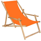 Ligbed | Strandstoel | Ligstoel | Verstelbaar | Arm Leuning | Beukenhout | Geïmpregneerd | Handgemaakt | Oranje