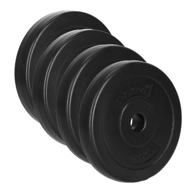 Halterschijven | 2 x 5 kg | 2 x 2.5 kg | Kunststof | Zwart