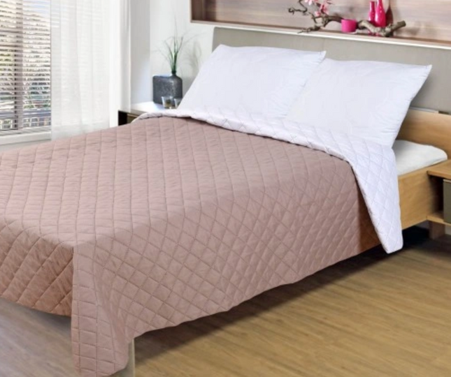 Sprei - Roze - Wit - Dubbelzijdig - Gewatteerd - 200 x 220 Cm