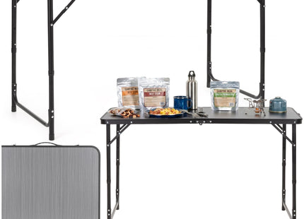 Campingtafel - Vouwtafel - Inklapbaar - Opvouwbaar - 120 x 60 x 55 cm - Zwart/Grijs