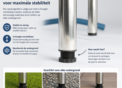 Muntel® Camping Tafel Met Gootsteen - Kraan en Wasbak– RVS - 100 x 50 x 77 cm