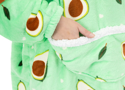 Hoodie Deken | Badjas | Deken Met Mouwen | One Size | Advocado | Polyster | Groen | Bruin