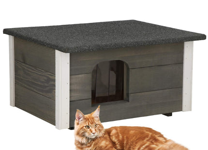 Kattenhuis - Voor Buiten - Geïsoleerd - 56 x 46 x 30 cm - Grijs