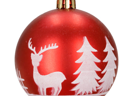 Kerstballen | 12 Stuks | 6 cm | Rood | Figuren