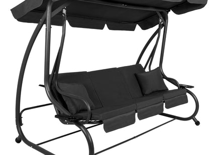 Schommelbank | 3-zits | Waterafstotend | Inclusief 2 Kussens | Verstelbare Luifel | Met klamboe | 215 x 125 x 165 cm | Antraciet