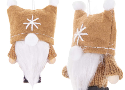 Kerstkabouter - Kersthanger - Kerstdwerg - Kerstversiering - Bruin - 8 cm