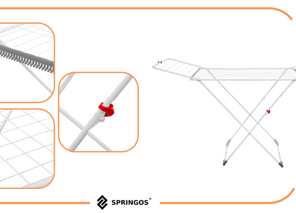 Droogrek - Wasrek - Droogtoren - 3 - Etages - Inklapbaar - Draaibaar - Wit - Staal - Kunststof - 15 KG