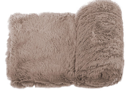 Plaid | Sprei | Deken | 200 x 220 cm | Pluche | Bruin