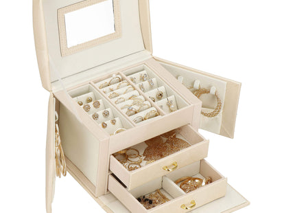 Sieradendoos | Juwelendoos | 3 Lagen | 17,5X13,5X12 CM | Creme