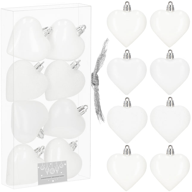 Kersthanger | Kerstbal | Hartjes | 6 Stuks | 7 cm