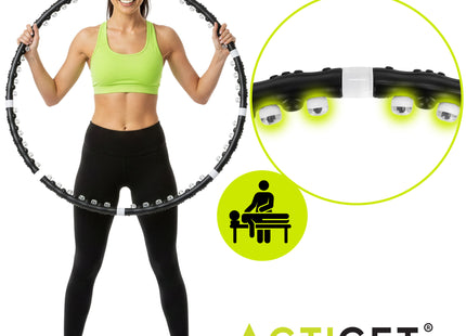 Hoelahoep - Hoepel - Fitness - Opvouwbaar - Cardiotraining - Massagenoppen - Grijstinten - Zwart - 92 Cm