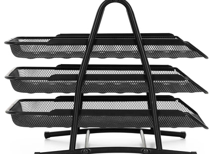 Springos® Bureau Organizer met 3 Uitschuifbare Laden – Metalen Documentenhouder A4 – Zwarte Brievenbak met 3 Niveaus – Bureau Opberger voor Kantoor en Thuis