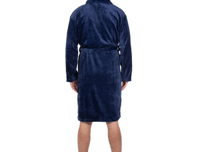 Badjas - Fleece - Marineblauw - Capuchon - Riem - Maat XXL