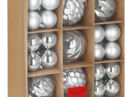 Kerstballen | 37 Stuks | 6/12 cm | Zilver