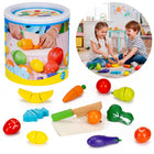 Springos ® Houten Snijset Fruit - 13-Delige - Speelset met Snijplank en Snijfruit
