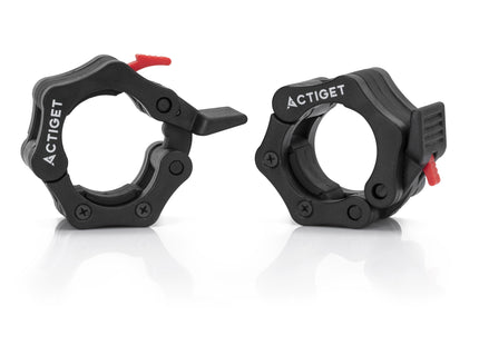 Actiget® Haltersluitingen |  Barbell Sluitingen | Lock Jaw Sluitklemmen | Zwart/Rood | 2 Stuks | 50 Mm