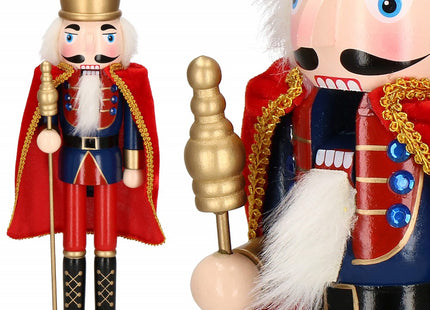 Notenkraker Kerst | 38 cm | Blauw/Rood/Goud