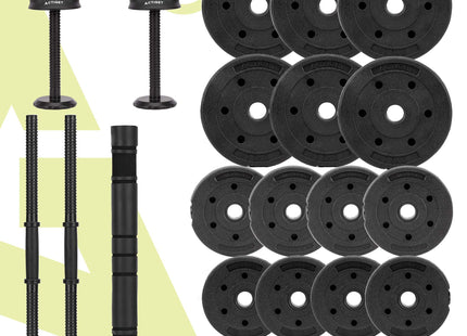 Dumbellset - Verstelbare Kettlebel - 30 KG - Trainings Set - Halter Verlengstuk - Verstelbaar - Complete Set - Thuis Sporten - Zwart