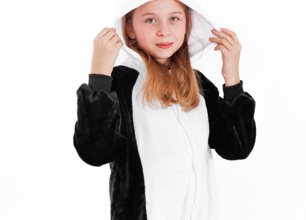 Onesie Kinderen | Panda | Maat 120/130 | Zwart/Wit