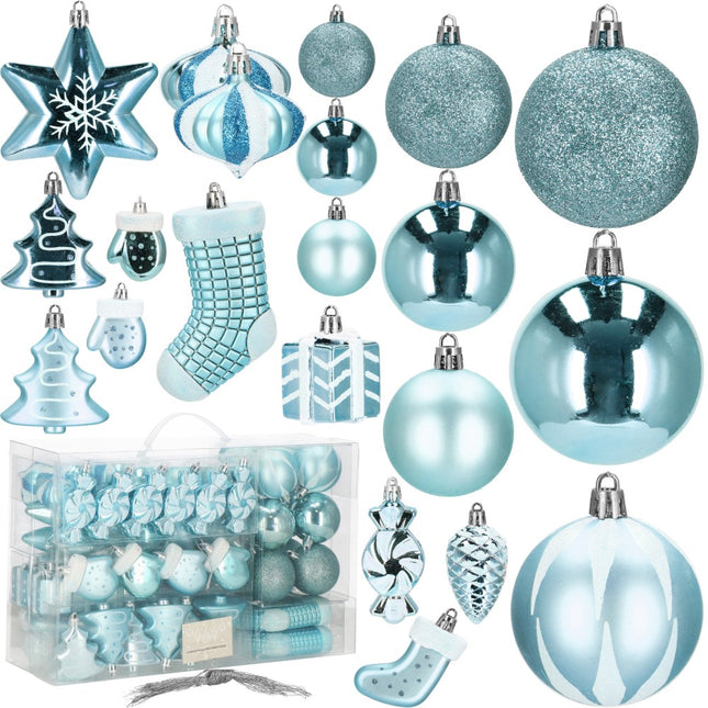 Kerstballen | 77 Stuks | Lichtblauw